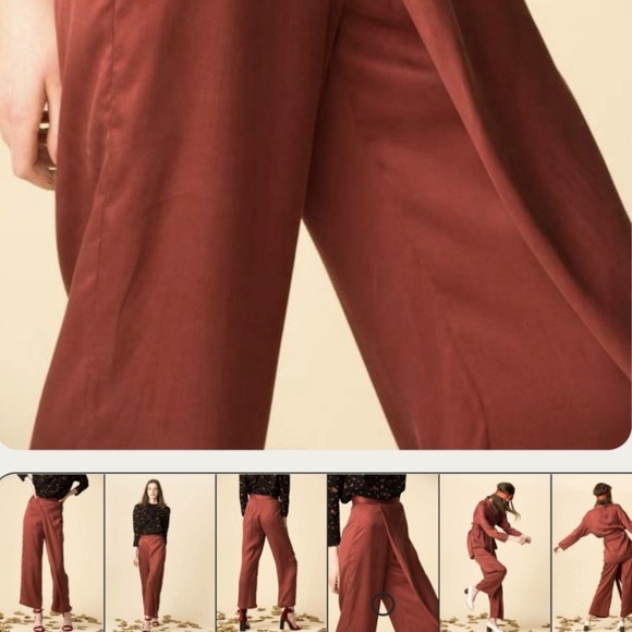 Mara Hoffman Wide Leg Light Blue Wrap Front Crossover Crop Pants Size 4 - Picture 6 of 6